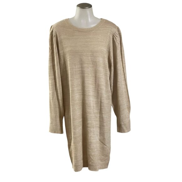 Lily Rose Dresses & Skirts - LILY ROSE.WOMEN PUFF SLEEVE BEIGE SWEATER DRESS SIZE XXL